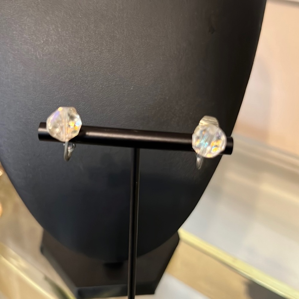 Vintage clip on crystal earrings